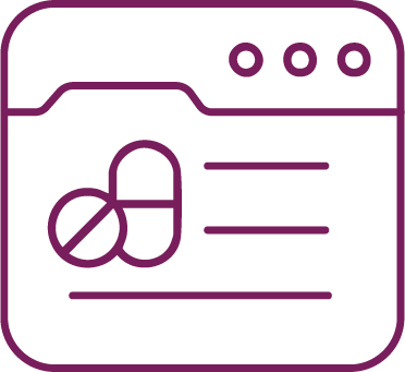 Icône qui représente une loupe pour illustrer la mise en place de systèmes de pharmacovigilance